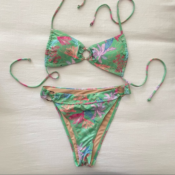 Cotton On Swim Nwot Cotton On Green Coral Bikini High Waisted With